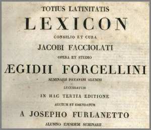 Lexico de Egidio Forcellini